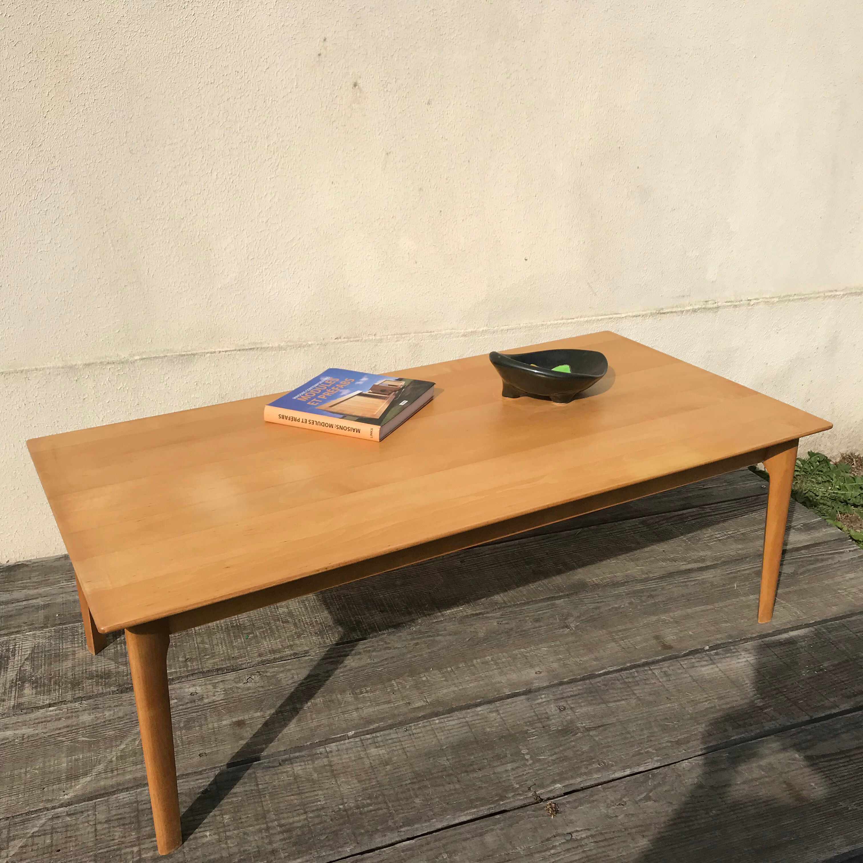 Vintage coffee table 1970 in solid maple