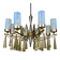 Large mid-century Italian sculptural chandelier in brass and glass, Italy, 1950s
