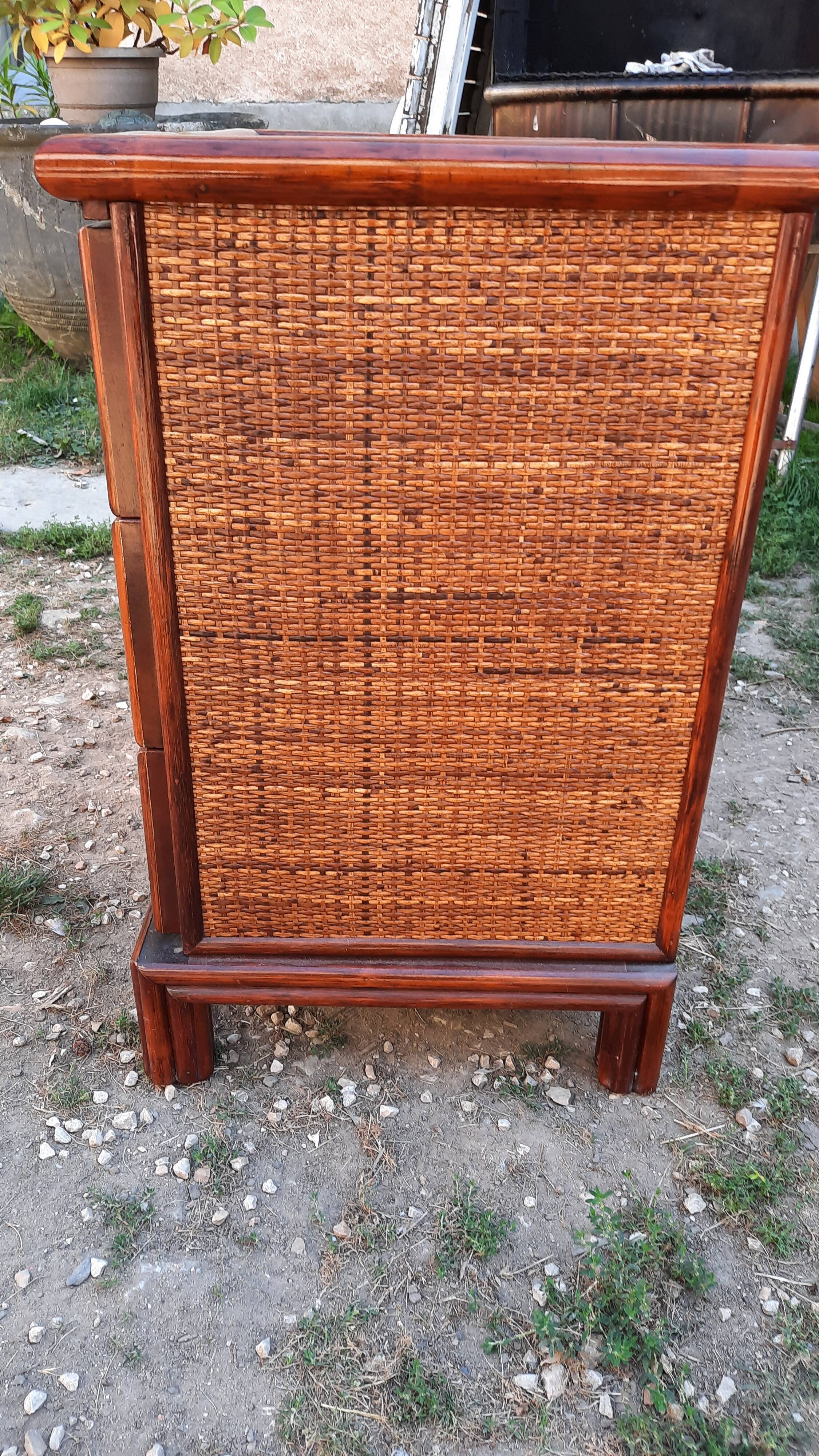 Rattan and bamboo chest of drawers