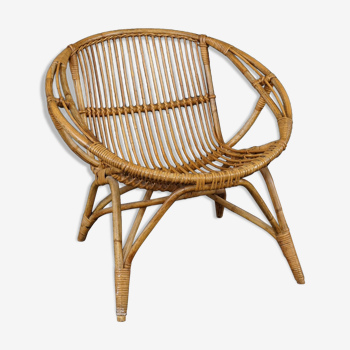 Fauteuil spécial en rotin par Rohé Noordwolde 1950