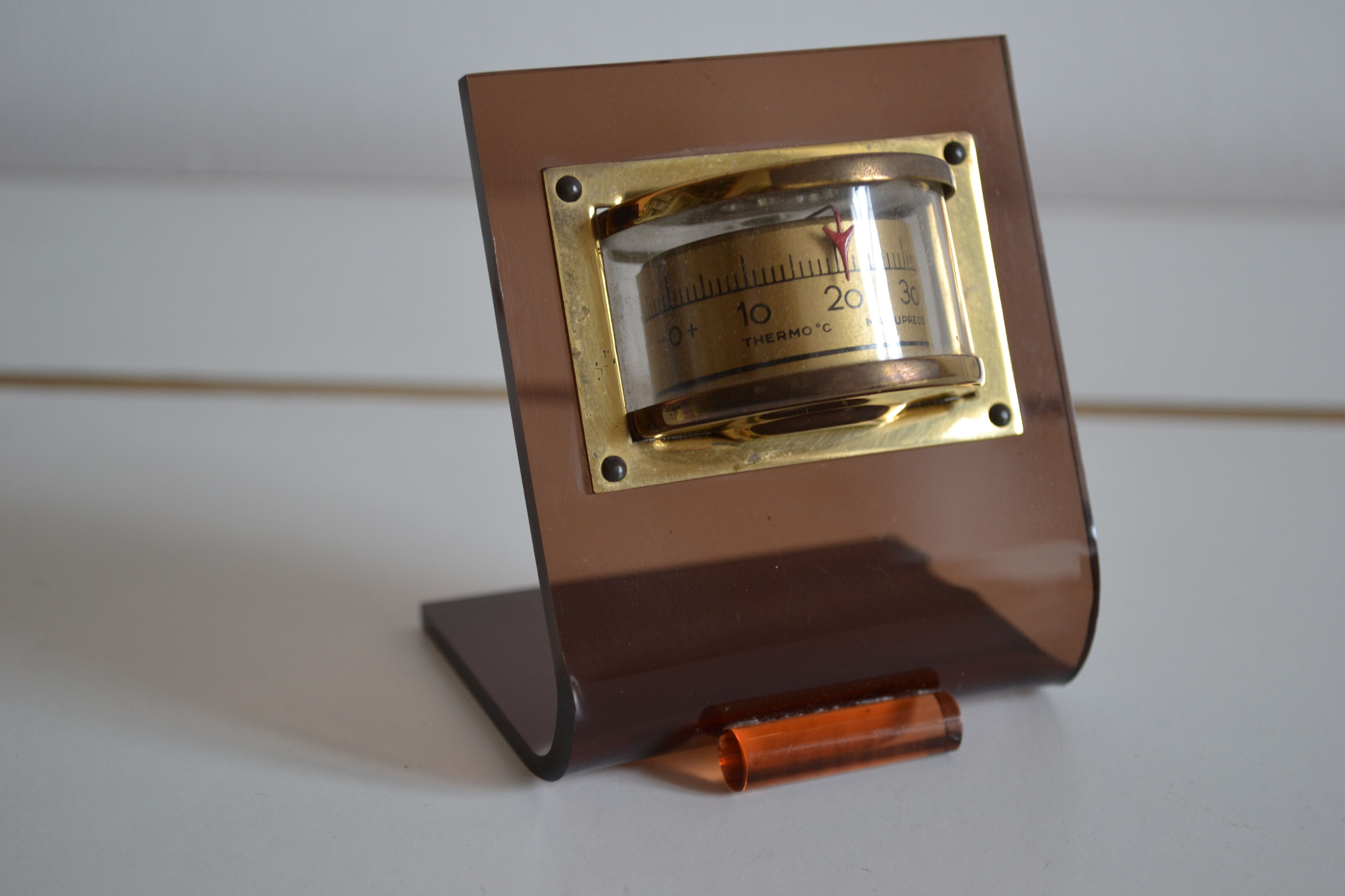 Smoked plexiglass thermometer 70s