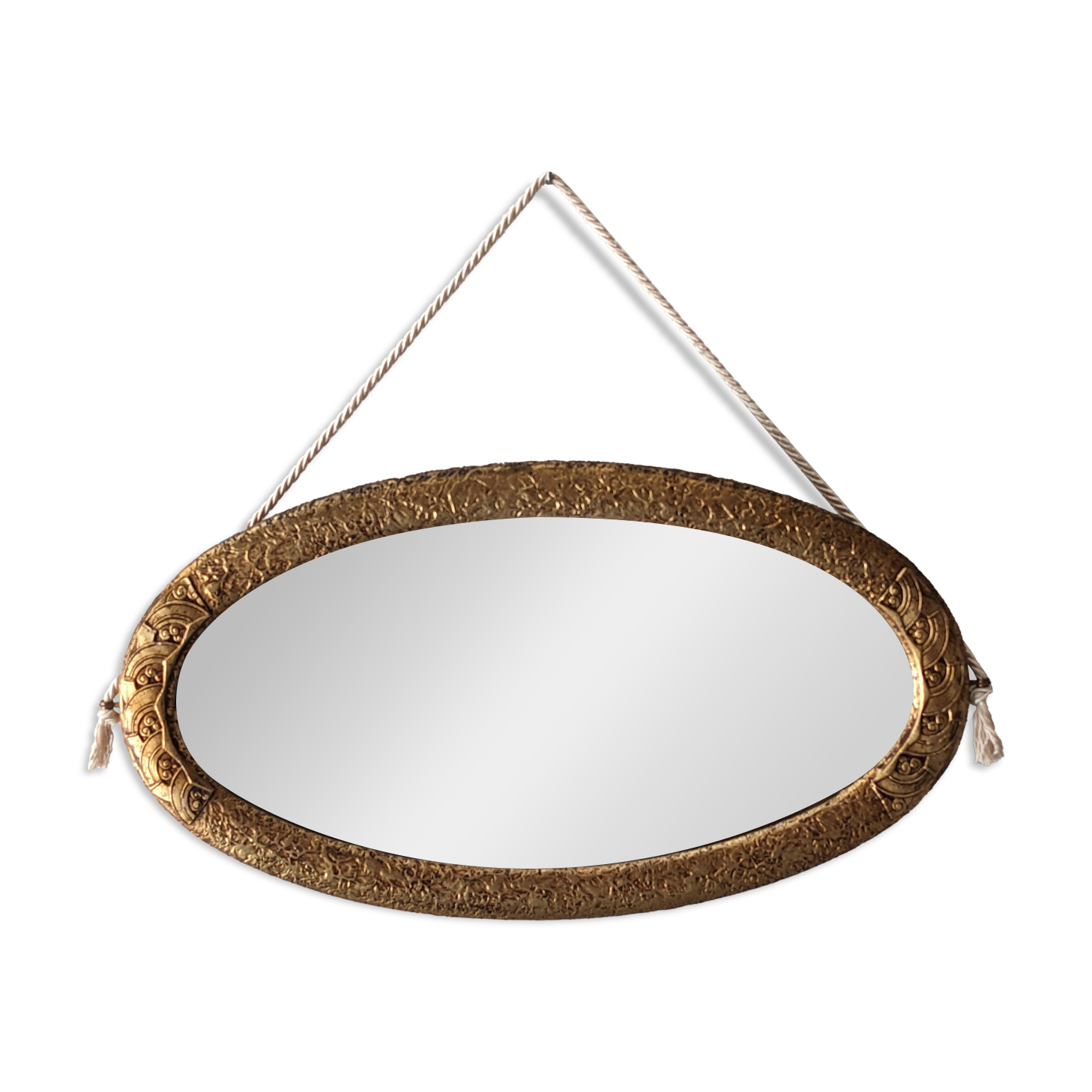 Miroir ovale Art déco en bois doré vers 1920