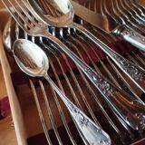Cutlery set 49 pieces silver metal rocaille model St Médard