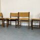 Chaises rustiques modernistes en bois et corde de papier, années 1970, lot de 6
