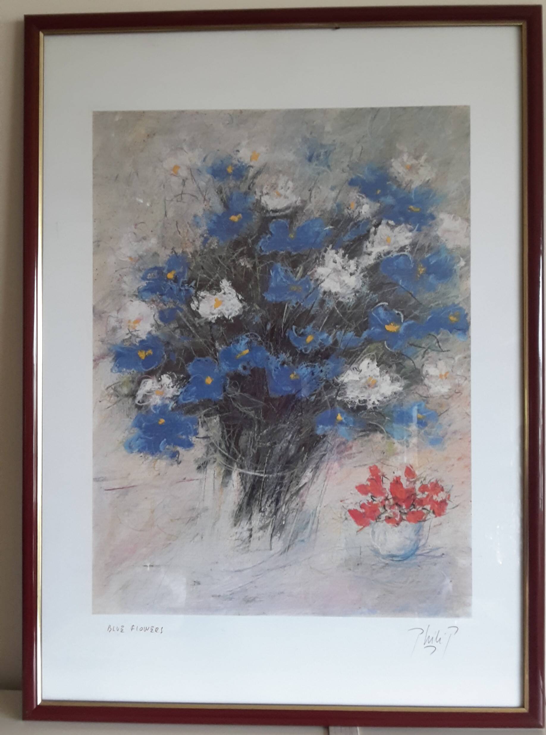 Wildflower bouquet, printed poster on vellum paper.