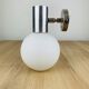 Space age opaline globe wall light, adjustable, and brushed metal, 1960s.