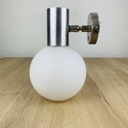 Space age opaline globe wall light, adjustable, and brushed metal, 1960s.