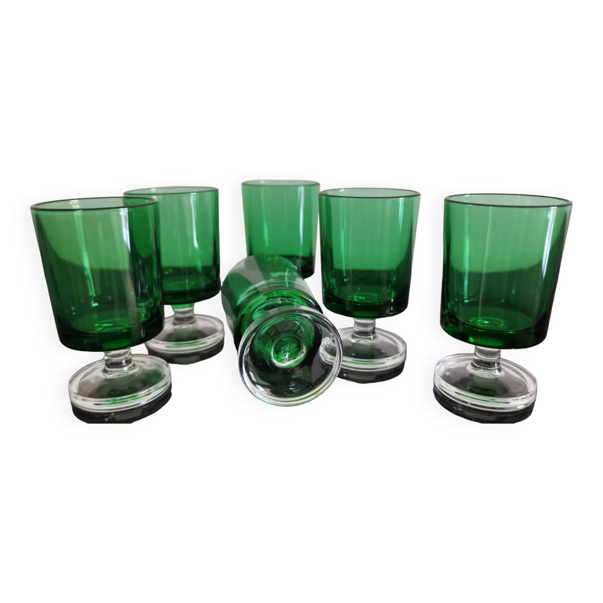 6 verres apéritif Luminarc Cavalier couleur vert bouteille