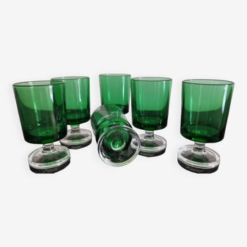 6 Luminarc Cavalier aperitif glasses bottle green color