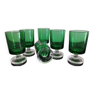 6 Luminarc Cavalier aperitif glasses bottle green color