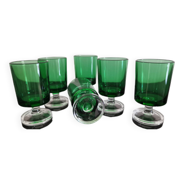 6 verres apéritif Luminarc Cavalier couleur vert bouteille