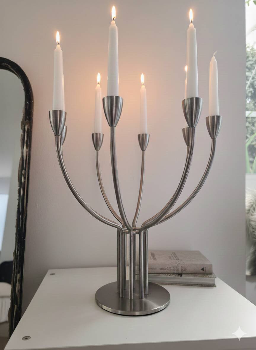 Chandelier 7 branches en acier brossé Ikea