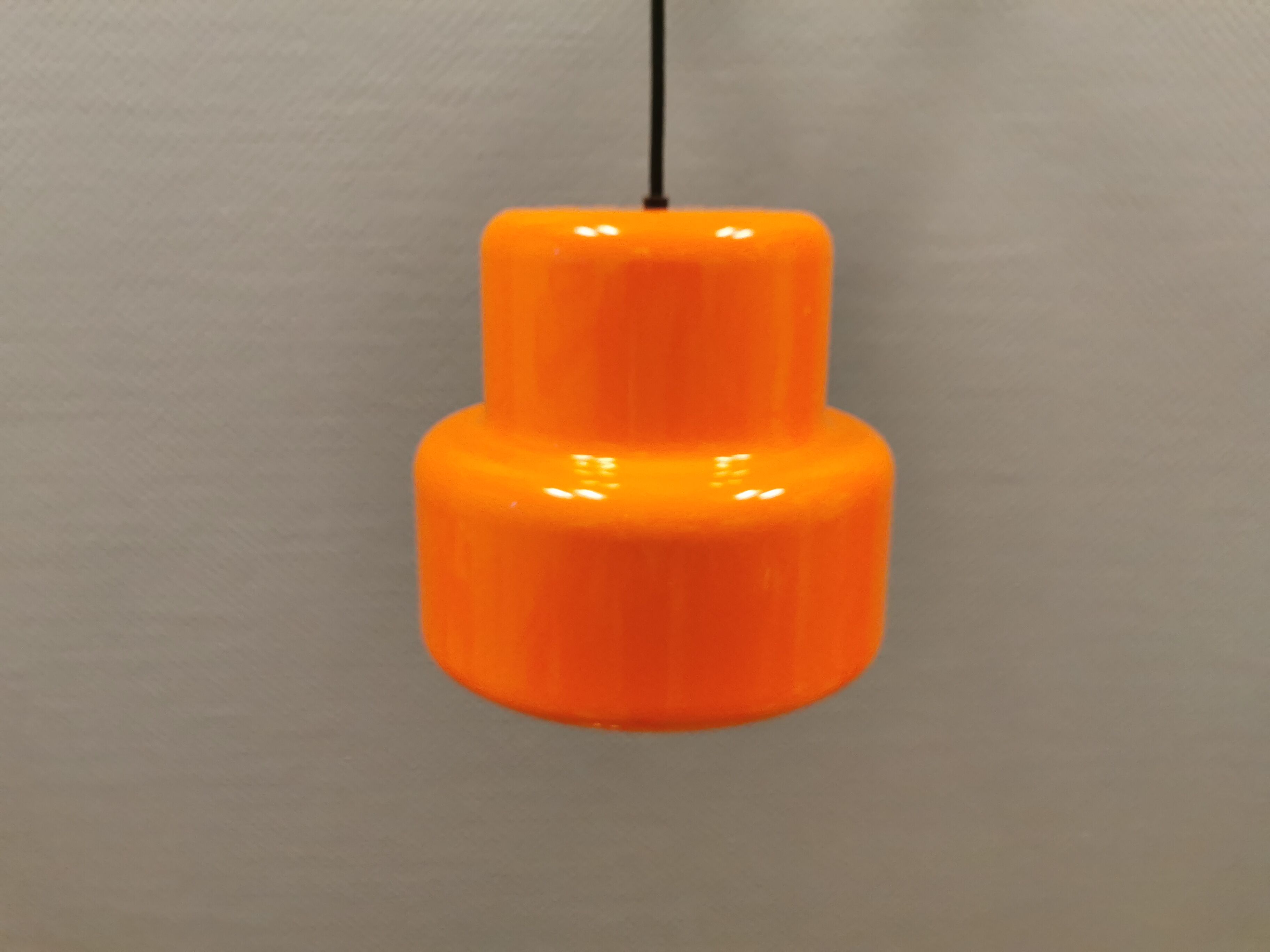 Mini poker hanging lamp in orange original colour  Jo Hammerborg