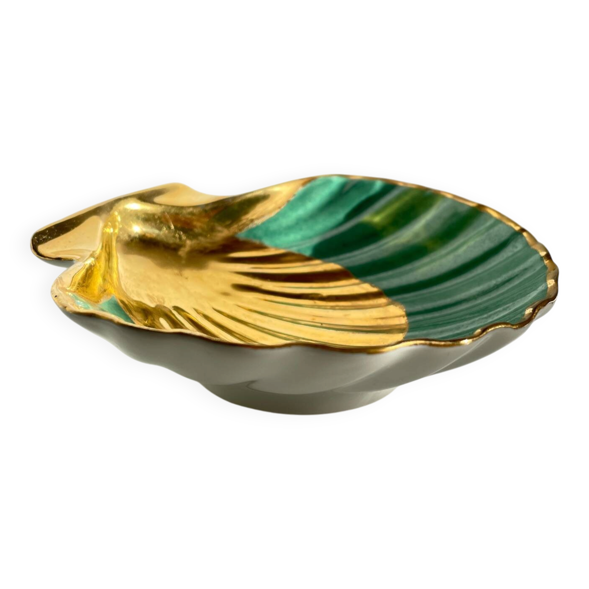 Shell-shaped ashtray and pocket tray Limoges France
