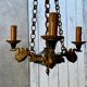 Lucien gau chandelier pendant lamp in bronze with swan decoration.