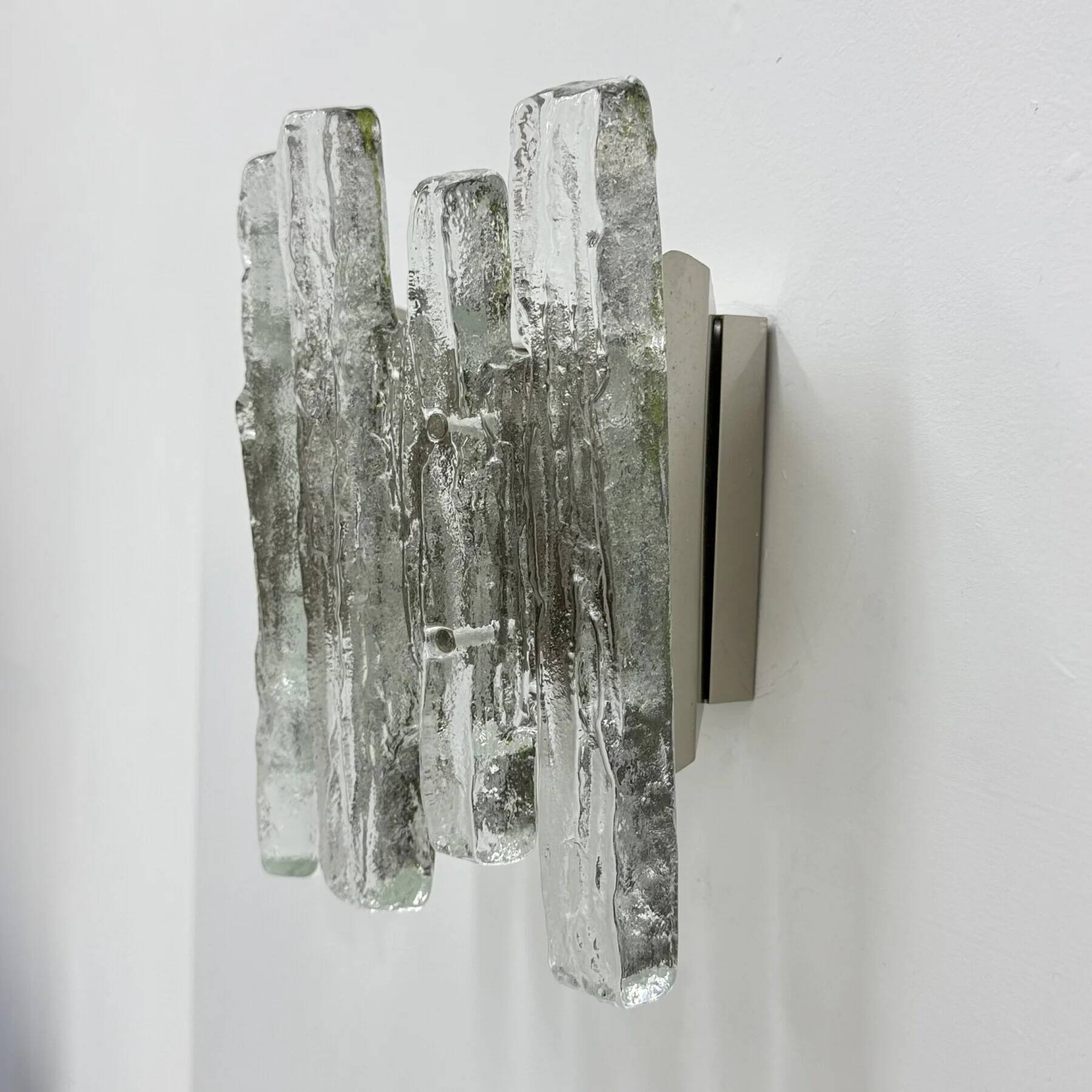 Wall sconce ice glass and metal by J.T. Kalmar for Kalmar, 60s