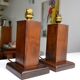 Pair of Art Deco lamps in solid mahogany