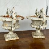 Pair of cast iron garden vases late nineteenth