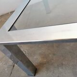 Table basse chrome et verre, design années 70