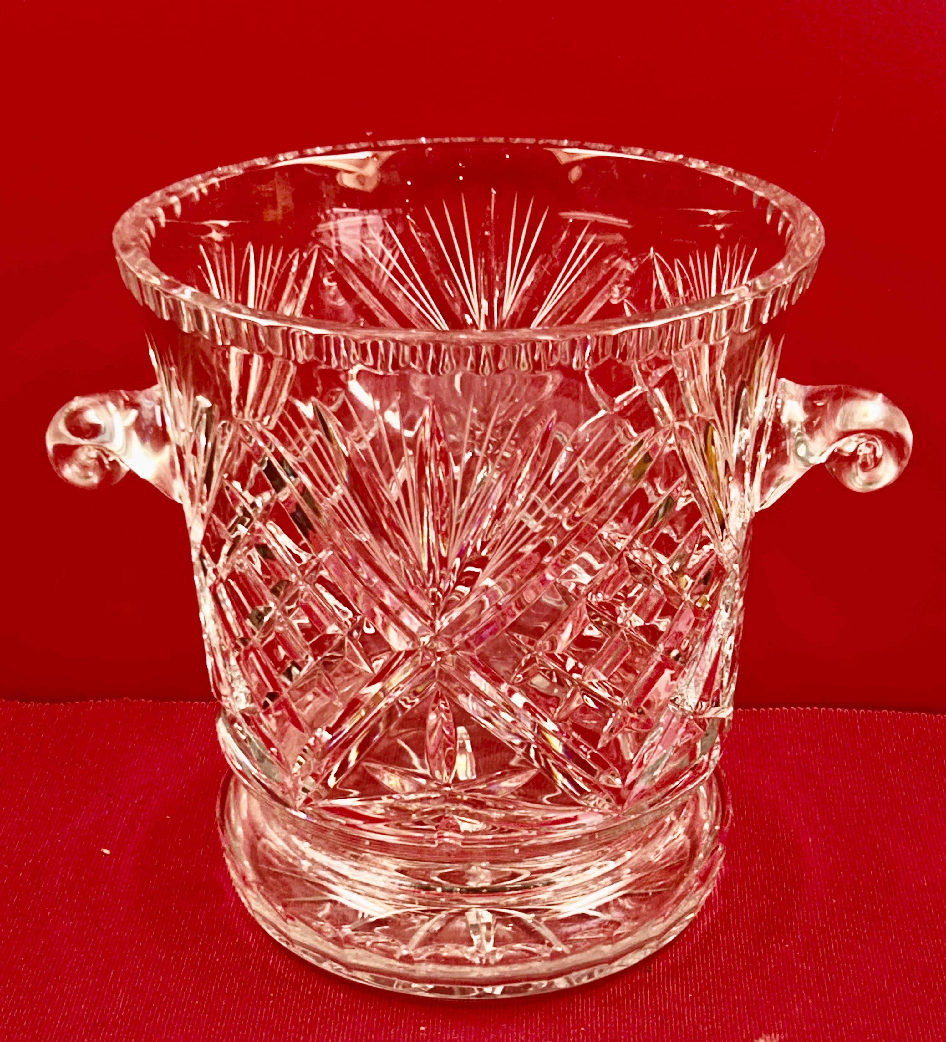 Ice Bucket, Champagne, Wine, 70s Vintage Cut Crystal 26 cm