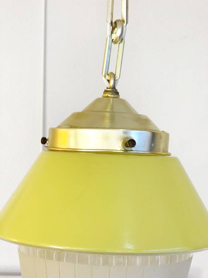 Yellow opaline pendant light, 1950