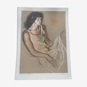 Sleeping Woman original hand-signed lithograph Jacques Pecnard