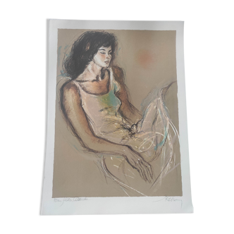 Sleeping Woman original hand-signed lithograph Jacques Pecnard