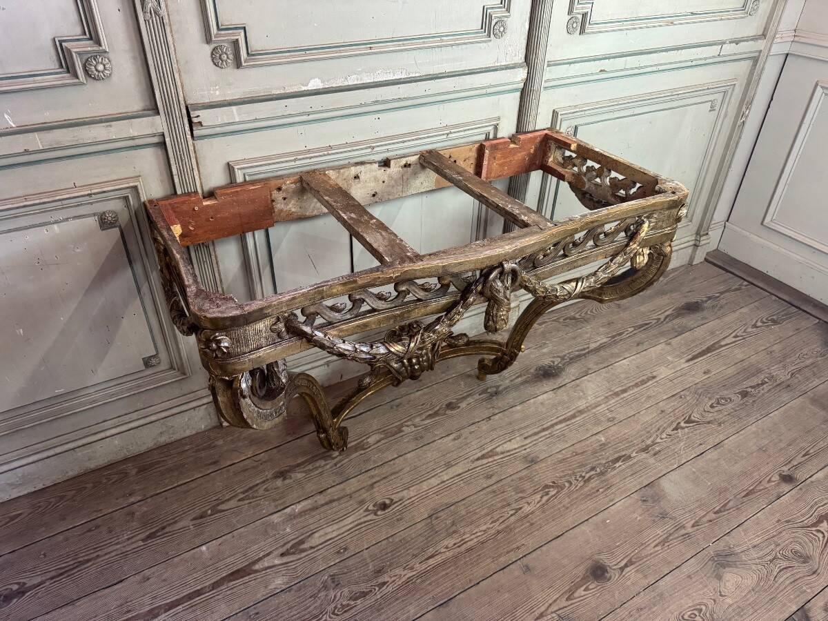 Transitional console in carved and gilded wood, France, 18th century
