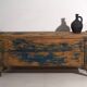 Antique chest painted blue made of pine – Central Europe, circa 1870
