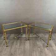 Paire de tables d’appoint en métal et verre, XXème siècle
