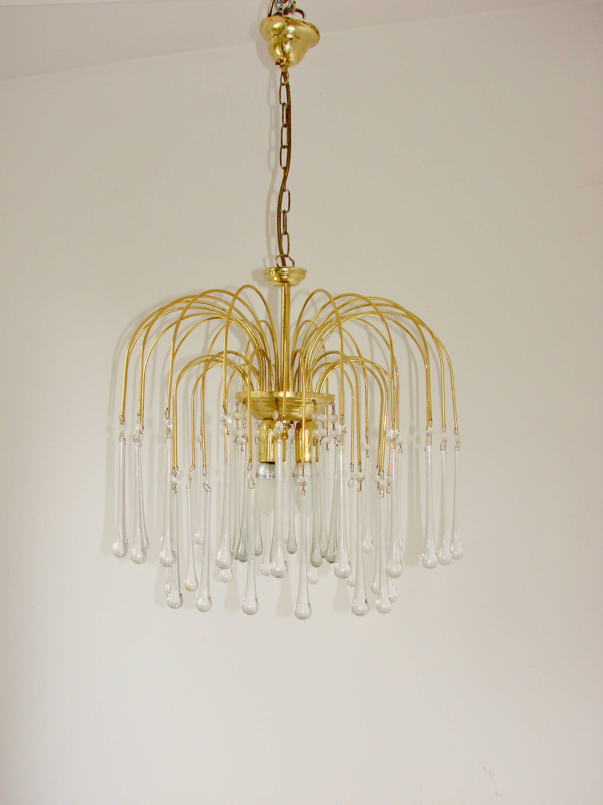 Paolo Venini-style pendant lamp – brass-plated,