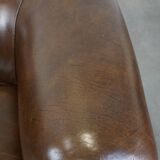 Large, Dark Cowhide Leather Chesterfield Armchair