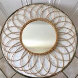Rattan flower rattan mirror in the 60s