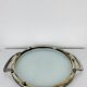 Vintage silver metal and glass tray