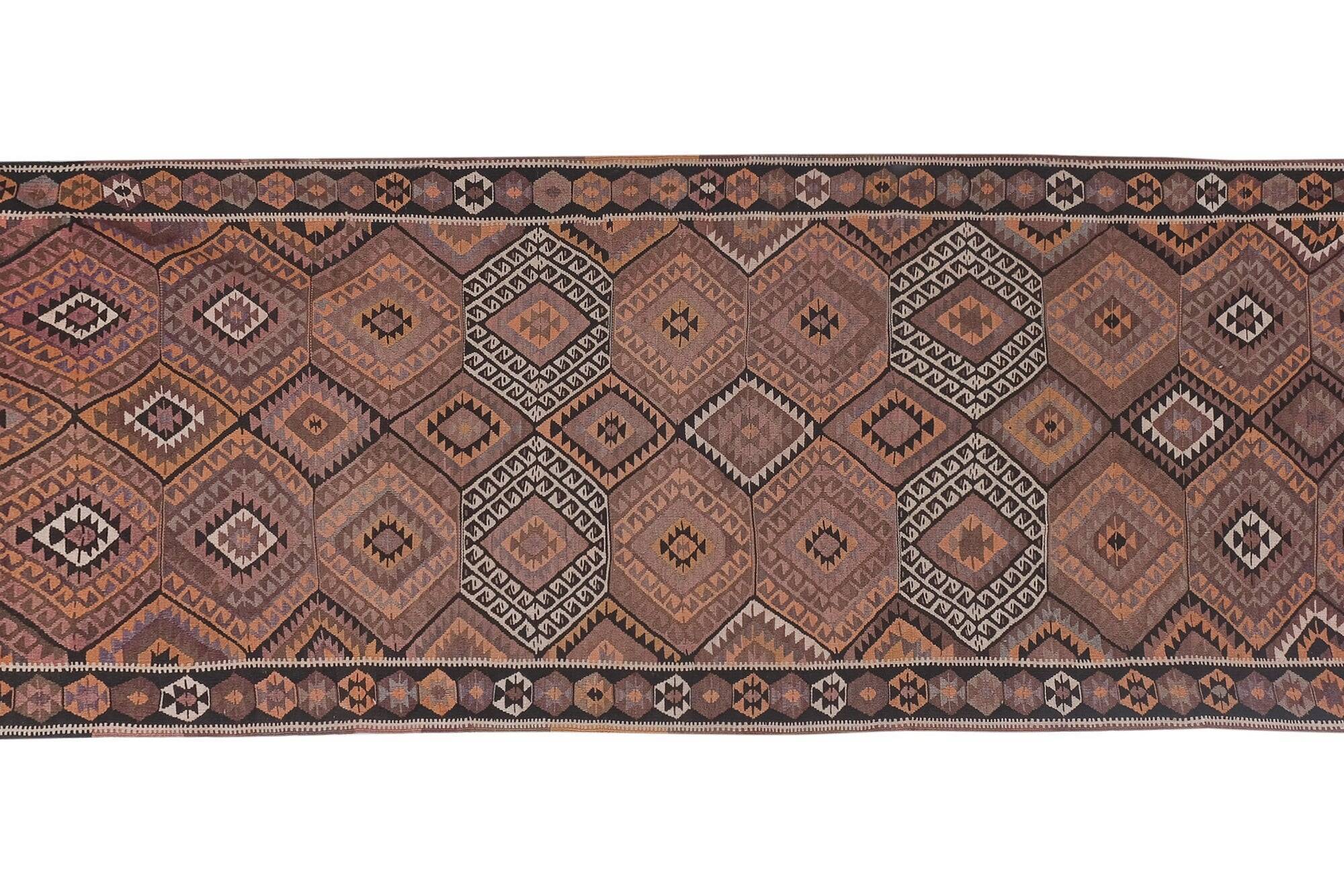 Vintage Turkish hallway rug 132x360 cm