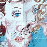 David Hockney  vintage offset lithograph, picasso styled for vogue