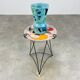 Side table and vase signed MC Treinen ceramic from Vallauris 1950s