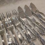 6 forks, 6 fish knives, silver-plated metal, silversmith Ercuis LXV 29
