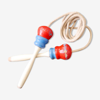 Blue wooden jump rope vintage