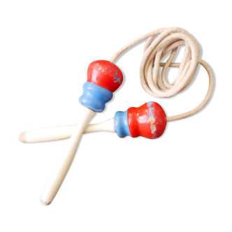 Blue wooden jump rope vintage