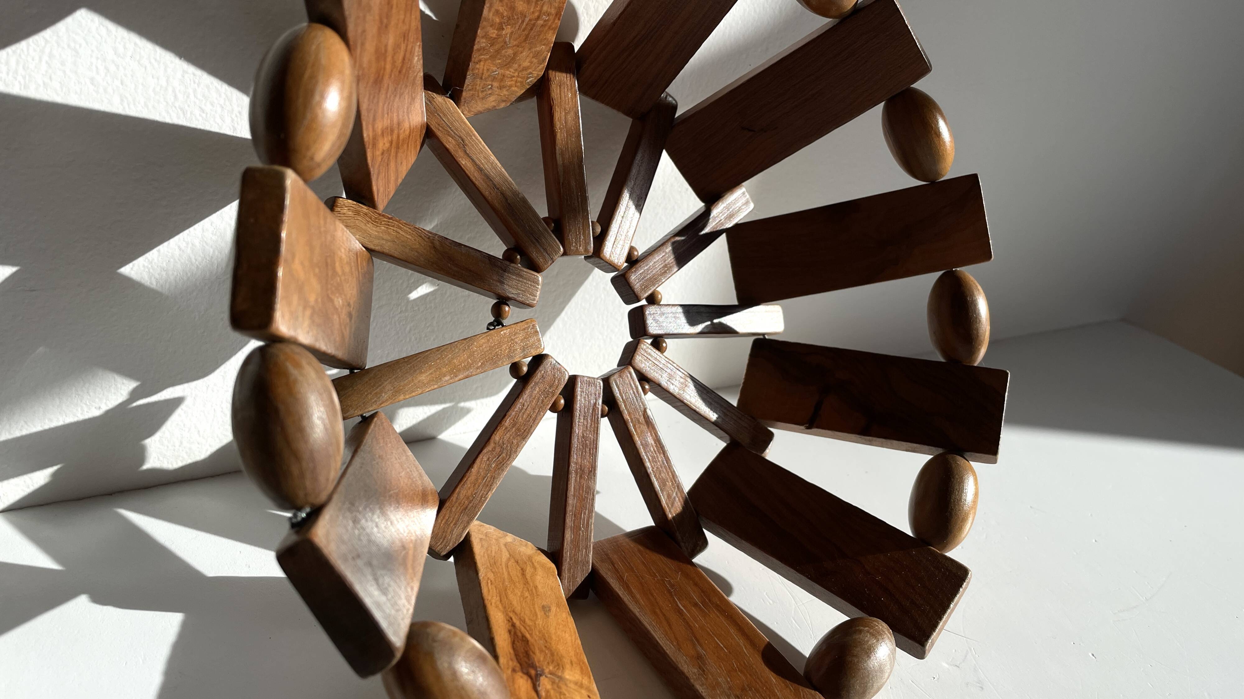 Vintage turned wooden table basket