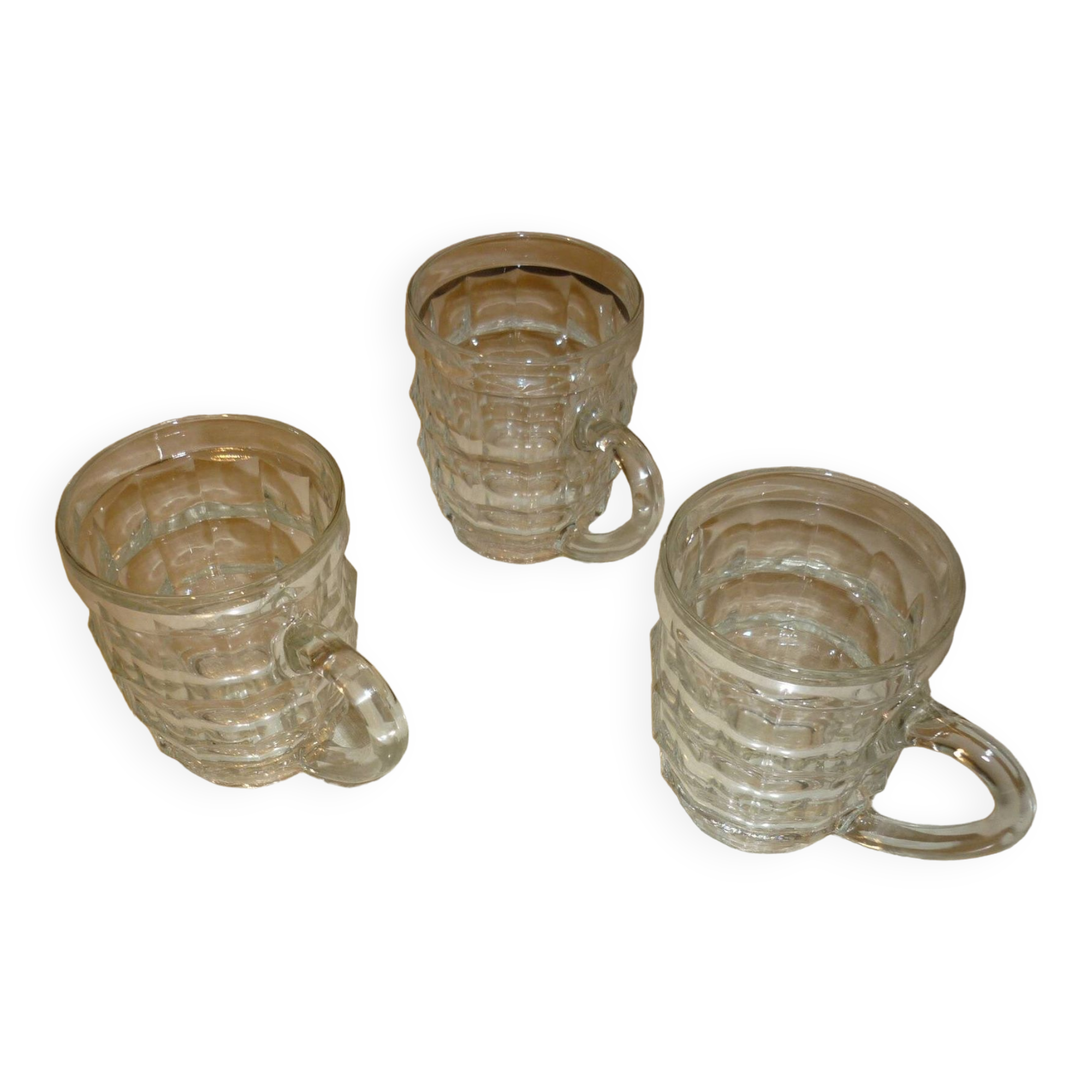 Set of 3 small glass beer mugs/glasses