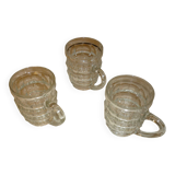 Set of 3 small glass beer mugs/glasses