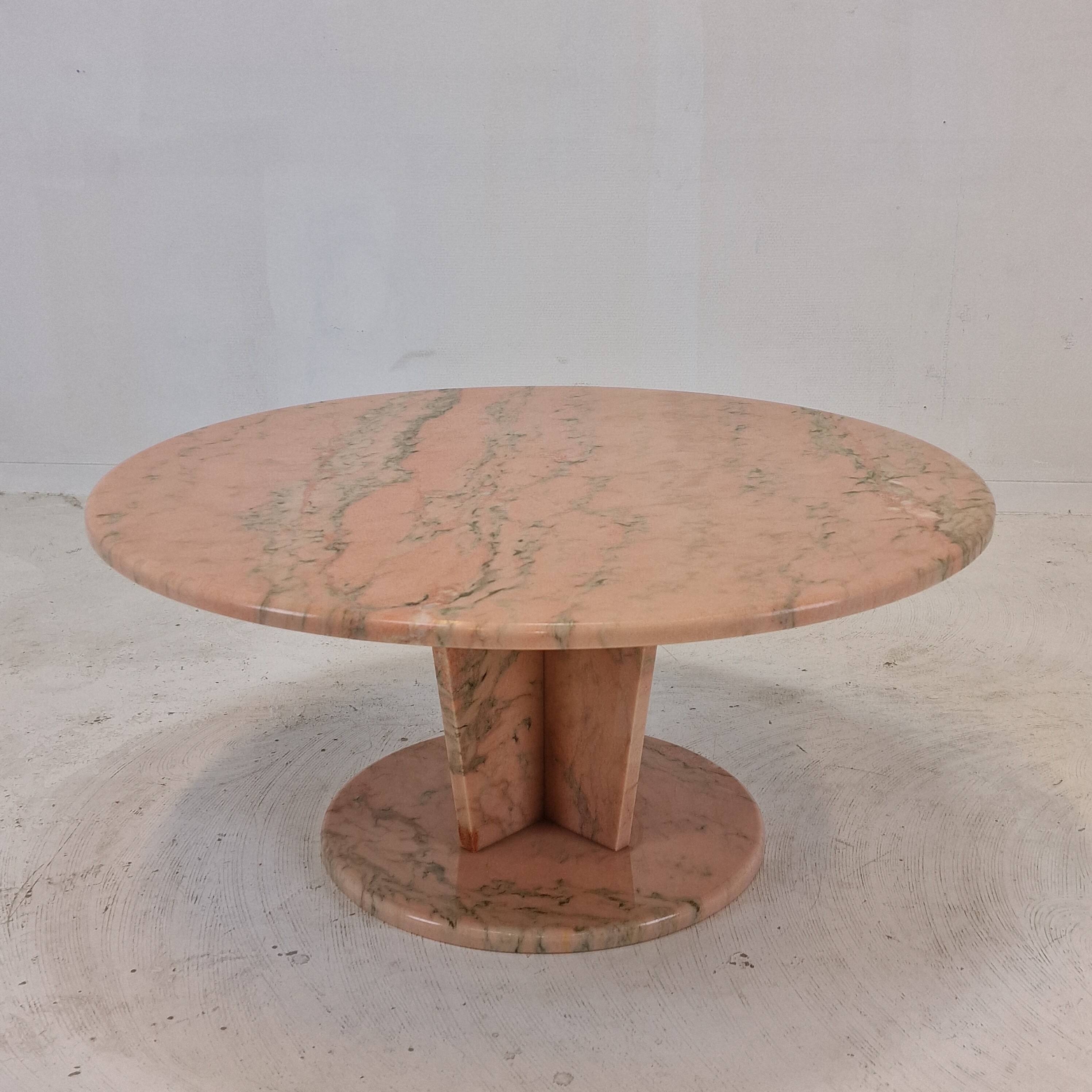 Round Italian Marble Coffee or Side Table, 1980's