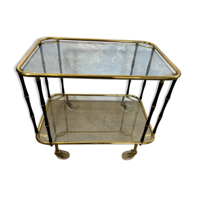 Desserte en faux bambou noir, attribué à Maison Jansen, France 1960
