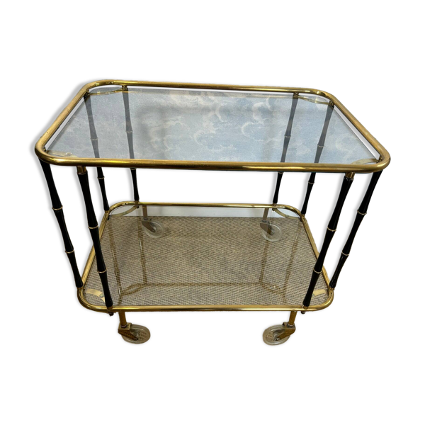 Desserte en faux bambou noir, attribué à Maison Jansen, France 1960