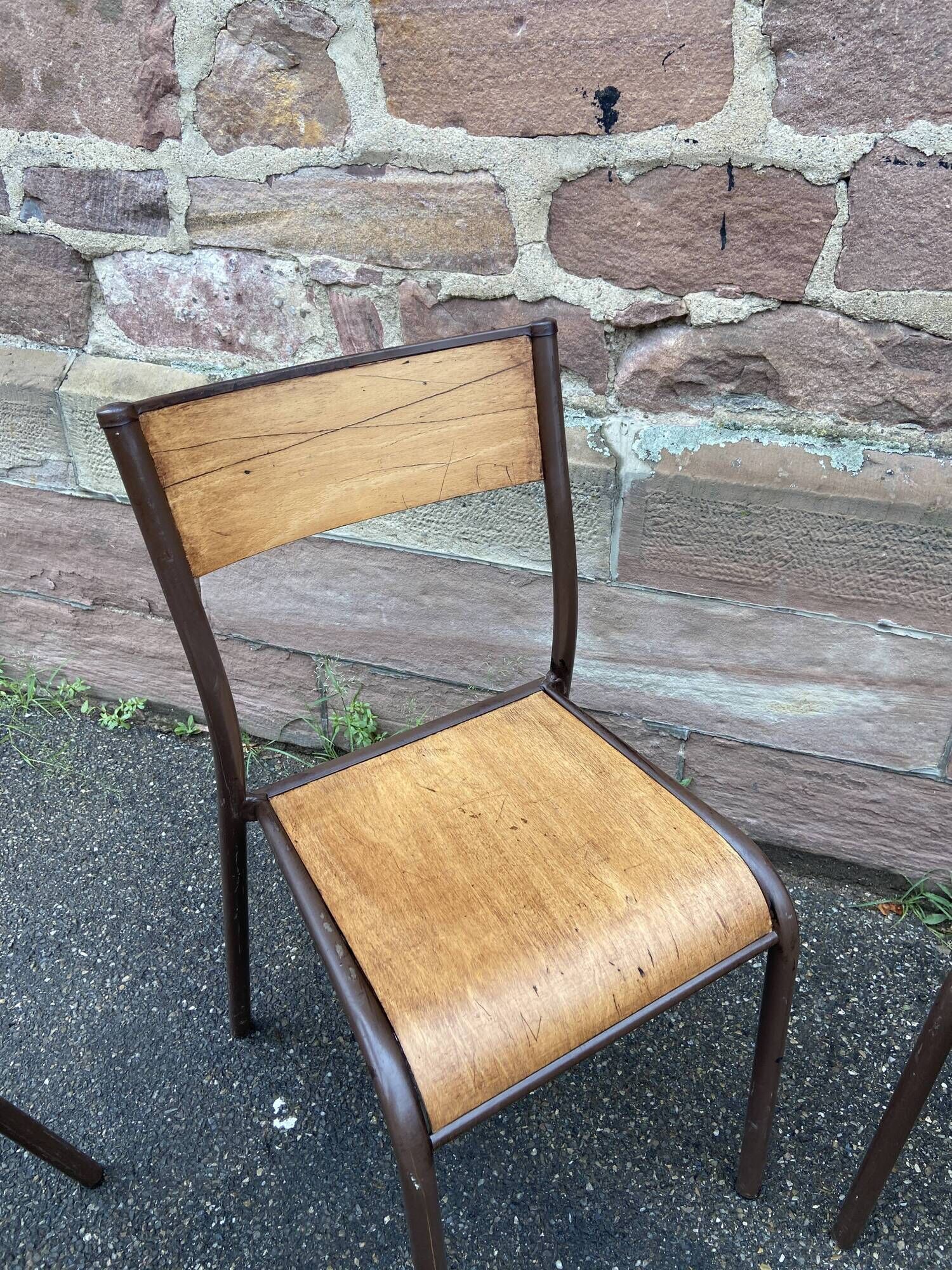 Lot de 4 chaises industrielles école vintage collectivités mullca 6