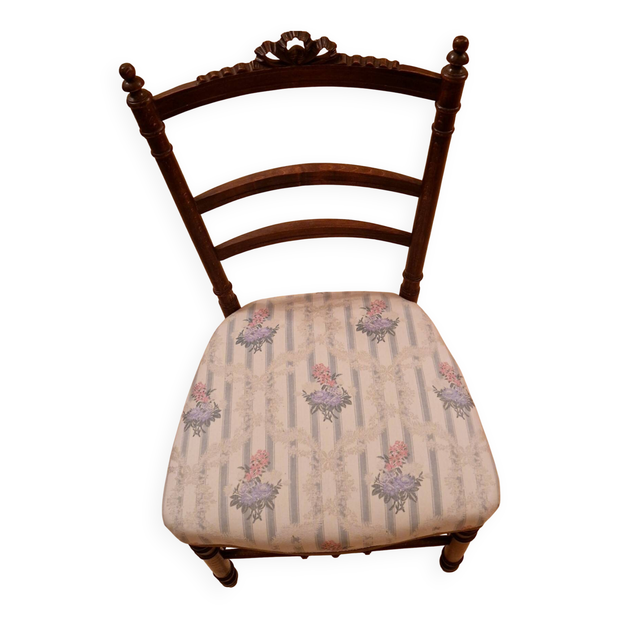 Antique Louis-Philippe chair in solid wood, 19th century, with restored seat.
