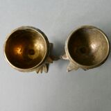 Pair of pineapple candlesticks, brass