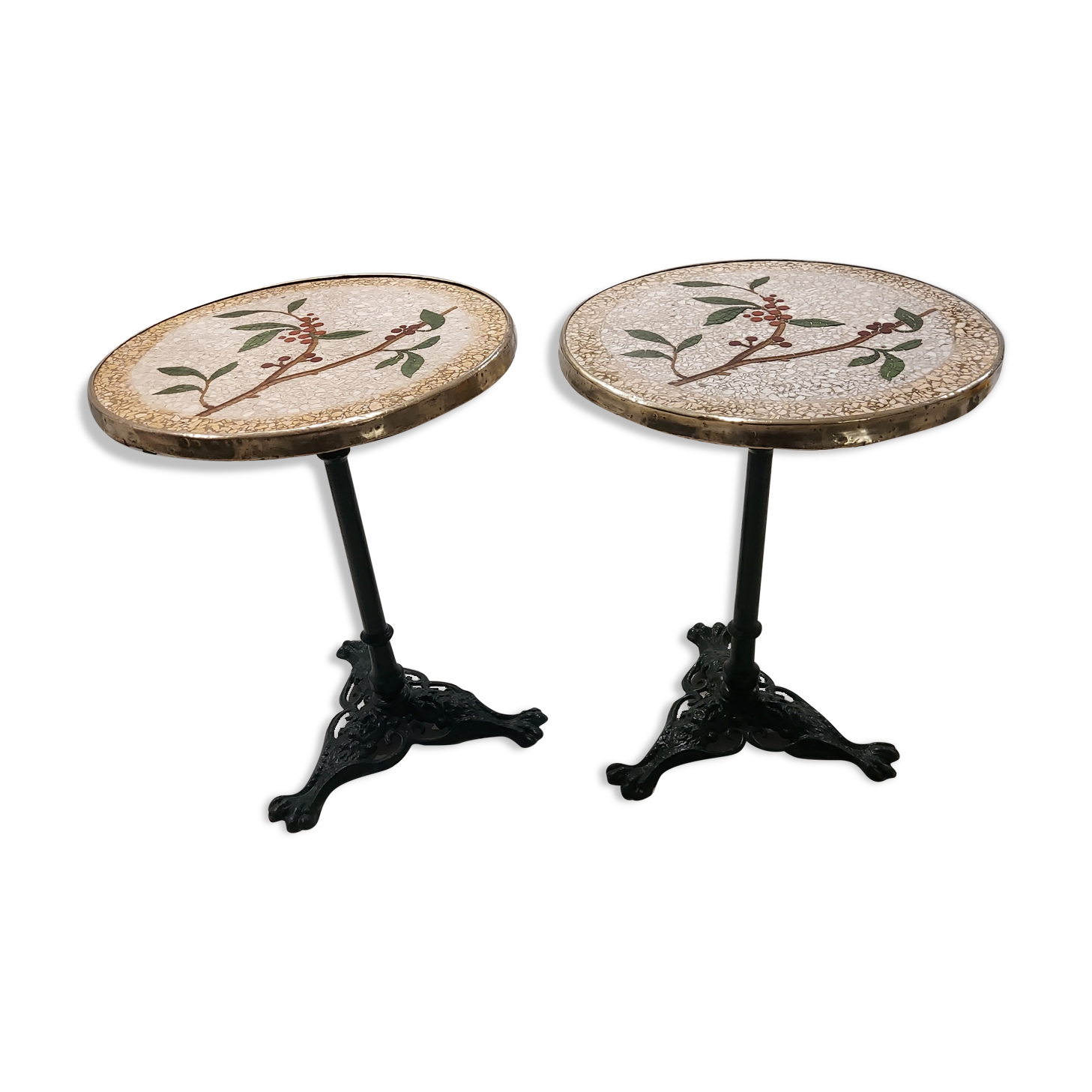 Pair of gueridon tables from Parisian bistro 1900s